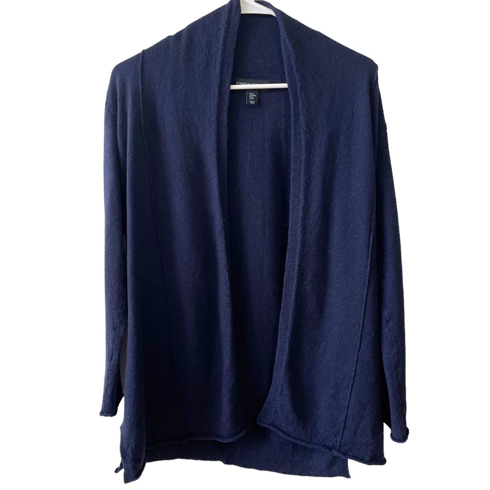 Cynthia Rowley 100% Extra Fine Merino Wool Navy Open Front Cardigan Sweater M
